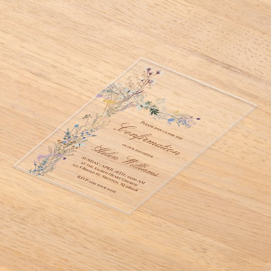 Bevestiging bloemenkruis acryl uitnodigingen (Laagn)