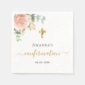 Bevestiging blozen roos gouden eucalyptus servet (Voorkant)