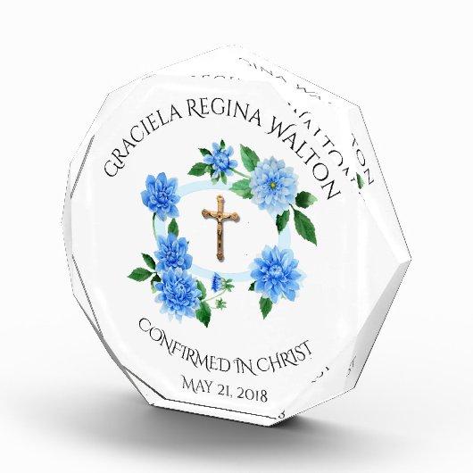 Bevestiging Blue Floral Wreath Crucifix Fotoblokken (Rechts)