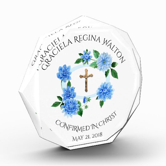 Bevestiging Blue Floral Wreath Crucifix Fotoblokken (Links)