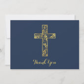 Bevestiging Blue Gold Cross Boy Foto Hartelijk dan Bedankkaart (Achterkant)