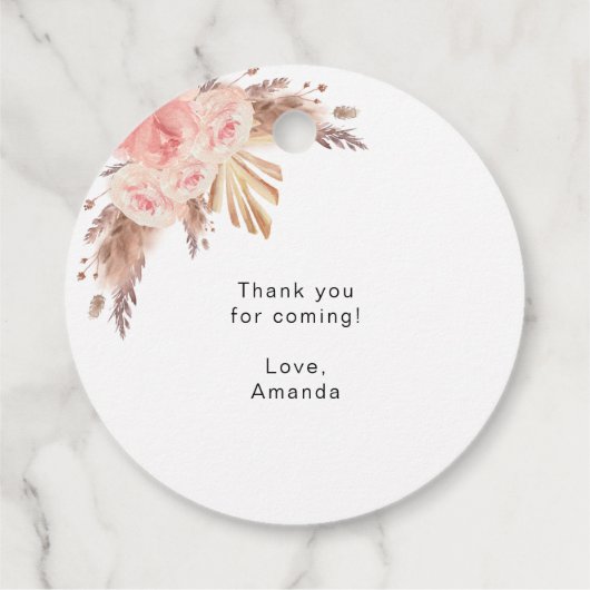 Bevestiging blush pampas gras bloemstuk dank je bedankjes labels (Achterkant)