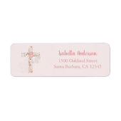 Bevestiging Blush Pink Floral Cross Etiket (Voorkant)