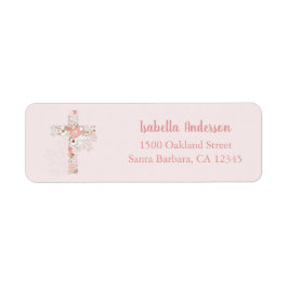 Bevestiging Blush Pink Floral Cross Etiket