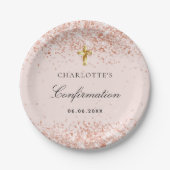 Bevestiging blush roos goud glitter name girl papieren bordje (Voorkant)