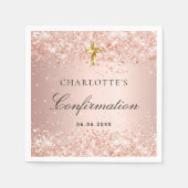 Bevestiging blush roos goud glitter name girl servet (Voorkant)