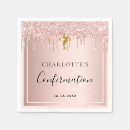 Bevestiging blush roos gouden naam meisje servet