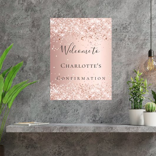 Bevestiging blush roos gouden welkom poster