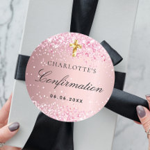 Bevestiging blush roze confetti gouden kruis