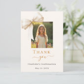 Bevestiging boog foto crème bedankkaart (Staand voorkant)