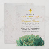 Bevestiging Botanische succulent Marble Gold Cross Kaart (Voorkant / Achterkant)
