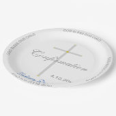 Bevestiging Boy Blue Name Silver Cross Papieren Bordje (Gekanteld)