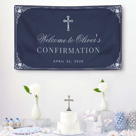 Bevestiging Boy Navy Blue Elegant  Cross Spandoek