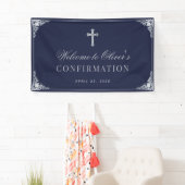 Bevestiging Boy Navy Blue Elegant  Cross Spandoek (Insitu)