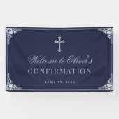 Bevestiging Boy Navy Blue Elegant  Cross Spandoek (Horizontaal)
