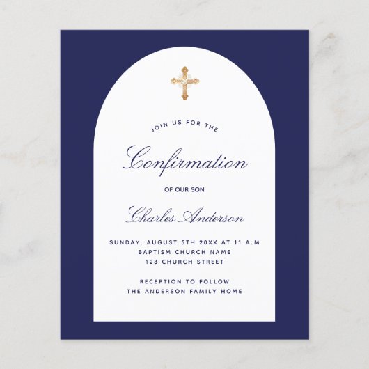 Bevestiging budget navy blue boogjongen flyer (Voorkant)
