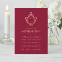 Bevestiging Burgundy Rose Gold Crest Cross Girl
