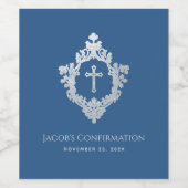 Bevestiging Classic Blue Boy Cross  Crest Wijn Etiket (Enkel label)