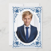 Bevestiging Classic Blue   Boy Foto Kaart (Achterkant)