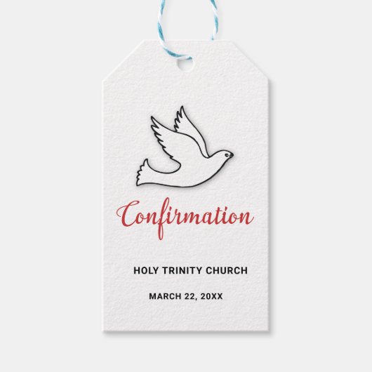 Bevestiging Customize Duif met Rood Cadeaulabel (Voorkant)