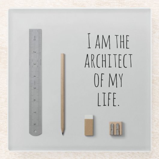 Bevestiging dat ik de architect van mijn leven ben glazen onderzetter (Voorkant)