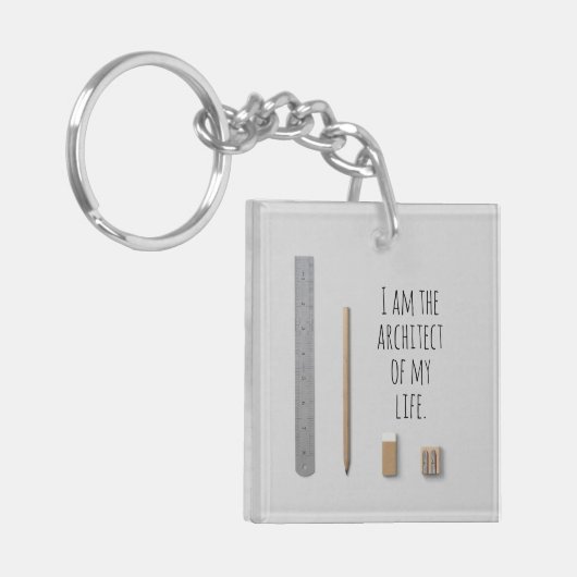 Bevestiging dat ik de architect van mijn leven ben sleutelhanger (Voorkant Links)