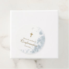 Bevestiging Delicate Blue Waterverf Floral Cross Bedankjes Labels