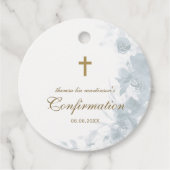 Bevestiging Delicate Blue Waterverf Floral Cross Bedankjes Labels (Voorkant)