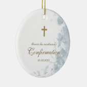 Bevestiging Delicate Blue Waterverf Floral Cross Keramisch Ornament (Rechts)
