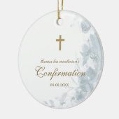 Bevestiging Delicate Blue Waterverf Floral Cross Keramisch Ornament (Links)
