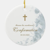 Bevestiging Delicate Blue Waterverf Floral Cross Keramisch Ornament (Achterkant)