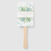 Bevestiging Elegant Blue Green Greenery Handwaaier (Achterkant)