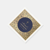 Bevestiging Elegante  Gouden Rozen Navy Blue Servet (Hoek)