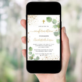 Bevestiging eucalyptus gold glitter girl kaart