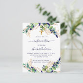 Bevestiging eucalyptus greenery blue boy uitnodiging briefkaart (Staand voorkant)