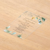Bevestiging Eucalyptus Greenery Gold Girl Acryl Uitnodigingen (Laagn)