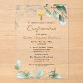 Bevestiging Eucalyptus Greenery Gold Girl Acryl Uitnodigingen (Voorkant)