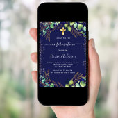 Bevestiging eucalyptus greenery navy blue kaart