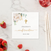 Bevestiging eucalyptus witte florale roos goud servet (Insitu)