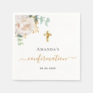 Bevestiging eucalyptus witte florale roos goud servet