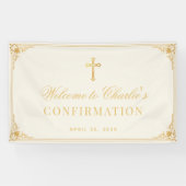 Bevestiging Faux Gold Cross Elegant Ivoor Spandoek (Horizontaal)
