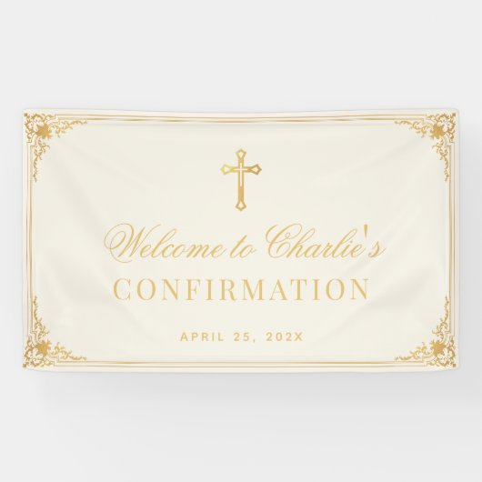 Bevestiging  Faux Gold Cross Elegant Ivoor Spandoek (Horizontaal)