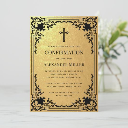 Bevestiging Faux Gold Foil  Cross Luxury Kaart (Staand voorkant)