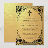 Bevestiging Faux Gold Foil  Cross Luxury Kaart (Voorkant / Achterkant)