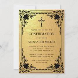 Bevestiging Faux Gold Foil Cross Luxury Kaart