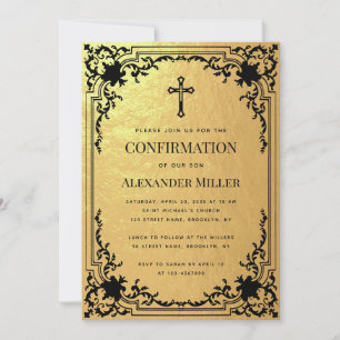 Bevestiging Faux Gold Foil  Cross Luxury Kaart