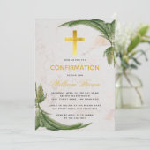 Bevestiging Fern Greenery Faux Gold Cross Marmer Kaart (Staand voorkant)