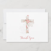 Bevestiging Floral Cross Custom Meisje Foto Dank Bedankkaart (Achterkant)