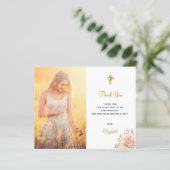 Bevestiging foto cross floral bedankkaart (Staand voorkant)