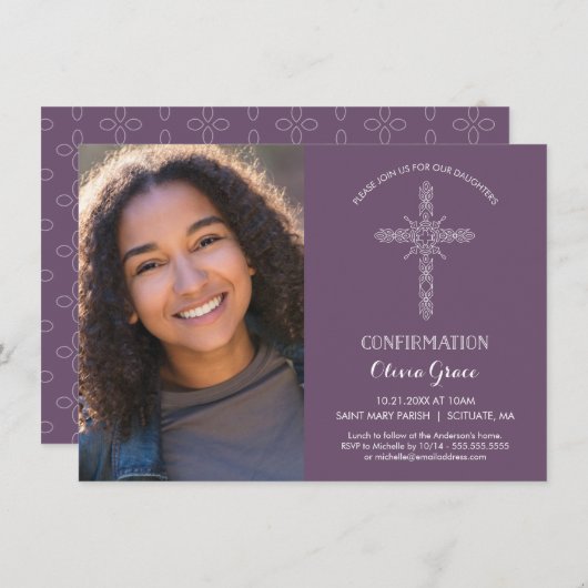 Bevestiging Foto-uitnodiging - Uitnodigen met krui Kaart (Voorkant / Achterkant)